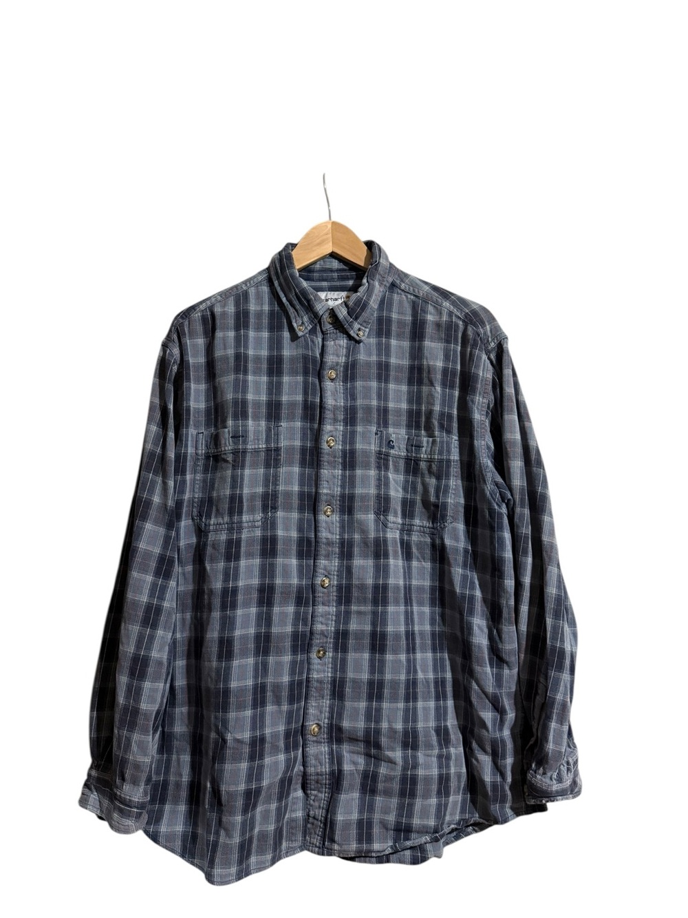 Carhartt gray plaid button up shirt